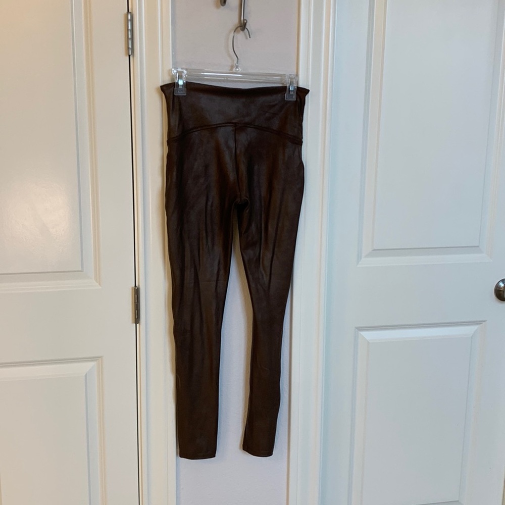 NWT- SPANX Brown Faux Leather Leggings